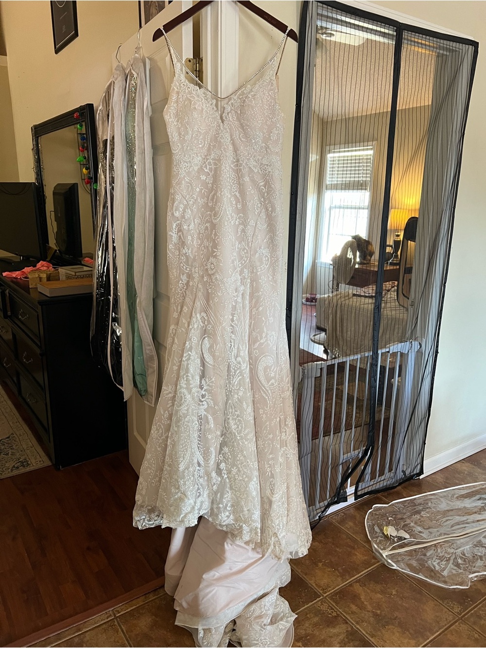 Hayley Paige Haruki Occasions Blush Lace-Trim Dress